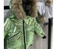 Bunda Luxury Green + čiapka + šál