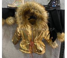 Bunda Gold + čiapka + šál