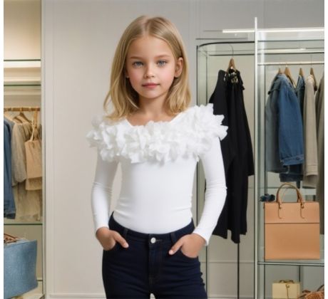 Tričko s bohatým riasením Biela