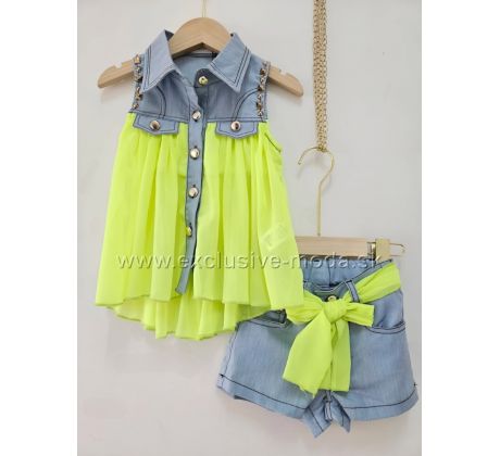Komplet Jeans/žltá neon