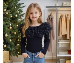 Tričko s riasením čierna