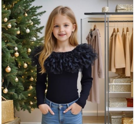 Tričko s riasením čierna