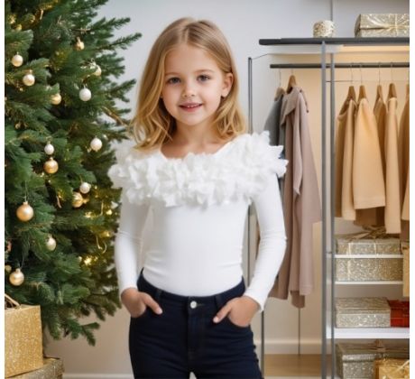 Tričko s bohatým riasením Biela