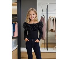 Tričko s riasením čierna