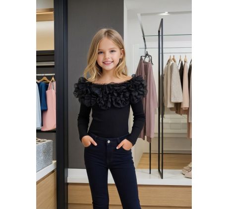 Tričko s riasením čierna