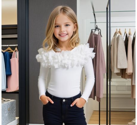 Tričko s bohatým riasením Biela