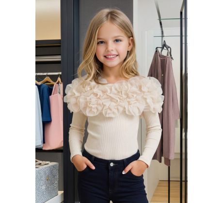 Tričko s bohatým riasením Béžová