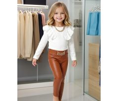 Nohavice koženého vzhľadu hnedá