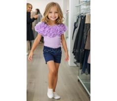 Tričko s bohatým riasením / krátky rukáv fialová