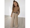 Dievčenské elegantné nohavice + opasok béžová