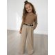 Dievčenské elegantné nohavice + opasok béžová