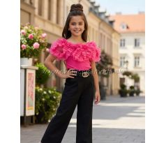 Tričko s bohatým riasením / krátky rukáv Fuchsia