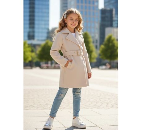 Jarný kabát s opaskom béžová