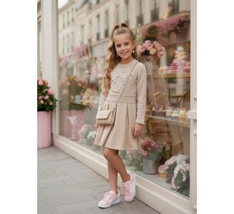 Šaty + kabelka béžová