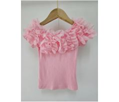Tričko s riasením baby pink