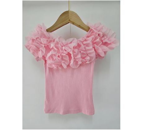 Tričko s riasením baby pink
