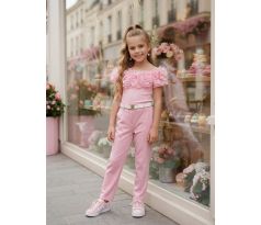 Tričko s riasením baby pink