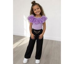 Tričko s bohatým riasením / krátky rukáv fialová