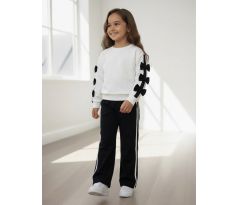 komplet s ozdobnými mašličkami bielo/čierna