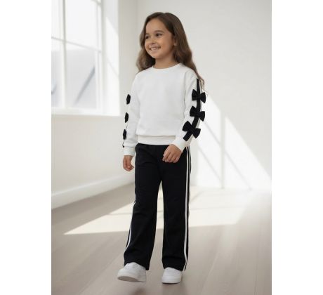 komplet s ozdobnými mašličkami bielo/čierna