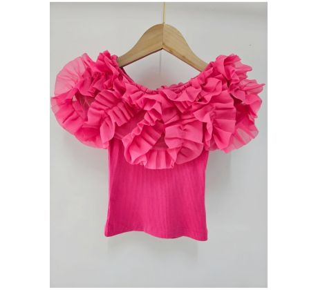 Tričko s riasením fuchsia