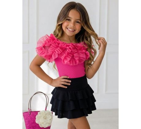 Tričko s riasením fuchsia