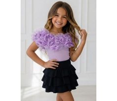 Tričko s bohatým riasením / krátky rukáv fialová