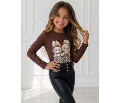 Labubu tričko hnedá