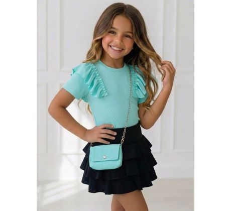 Tričko tyrkys + kabelka