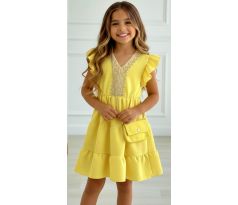 Boho šaty žltá + kabelka