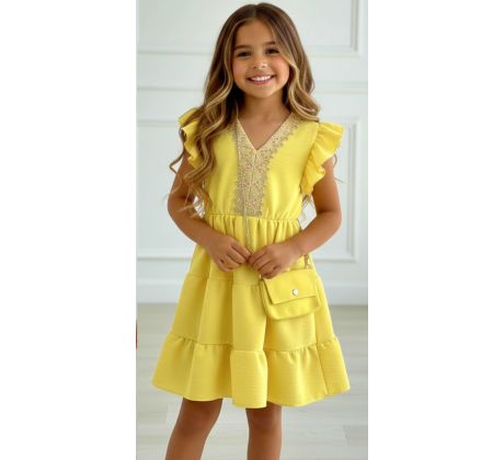 Boho šaty žltá + kabelka