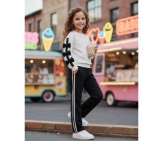 komplet s ozdobnými mašličkami bielo/čierna