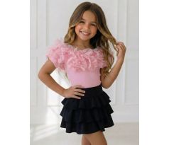 Tričko s riasením baby pink