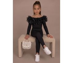 Tričko s riasením čierna