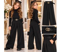 Dievčenské elegantné nohavice + opasok