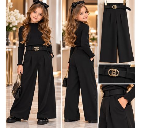 Dievčenské elegantné nohavice + opasok